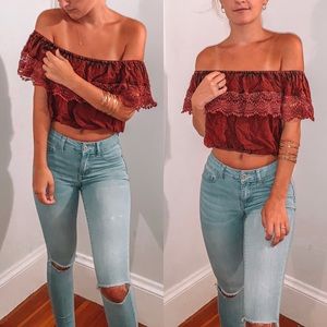 Off-the-Shoulder Rustic Crop